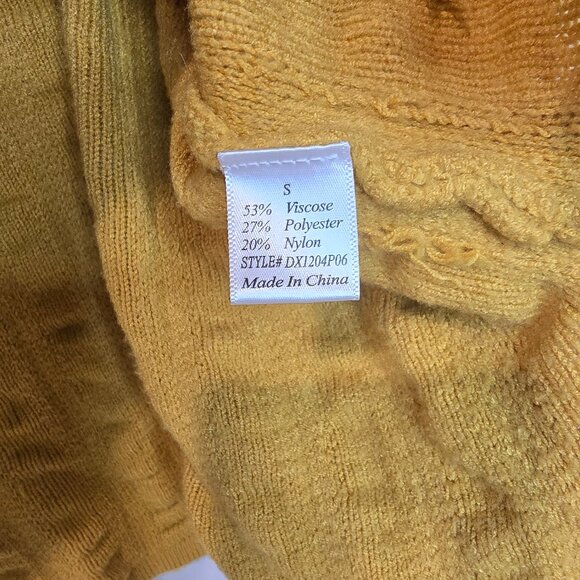 Pink Lilly Sweater Mustard Yellow Super Soft Size Small Distressed Oversized - Picture 6 of 9